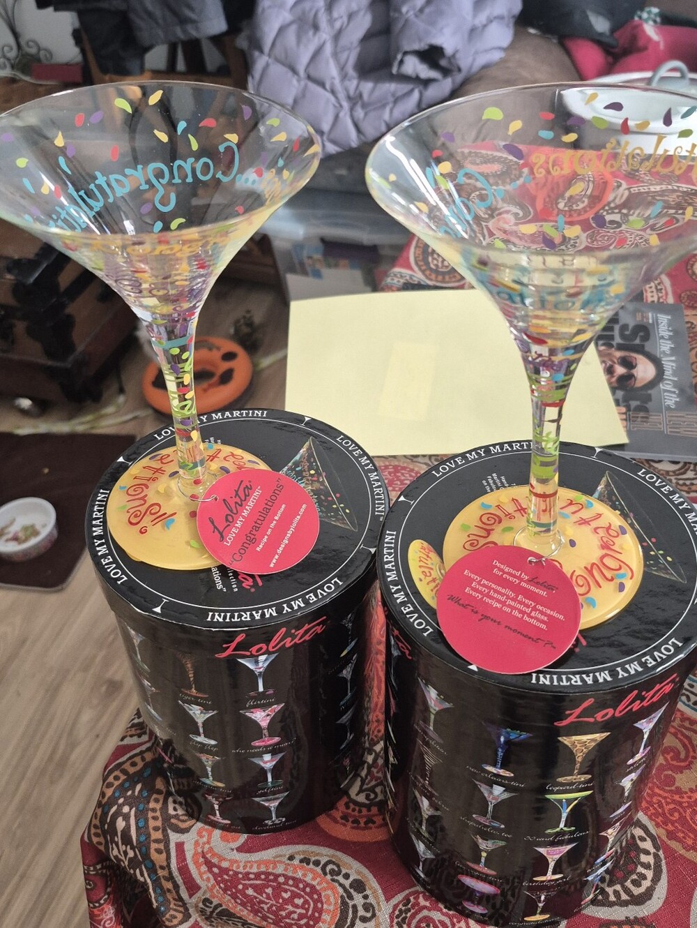 2 Lolita “Congratulations” martini glasses